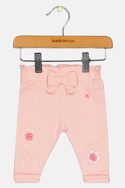 MOTHERCARE بنطال مطرز سهل الارتداء للبنات الصغار، وردي