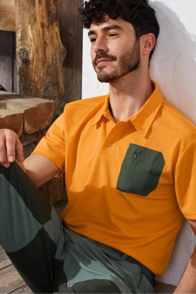 Tchibo Men Short Sleeve Performance Polo T-shirt, Orange