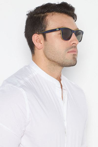 Lacoste Men L781SP Square Sunglasses, Blue/Yellow