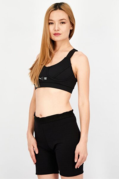 Puma حمالة صدر رياضية مبطنة بطبعة جرافيكية للنساء، لون أسود