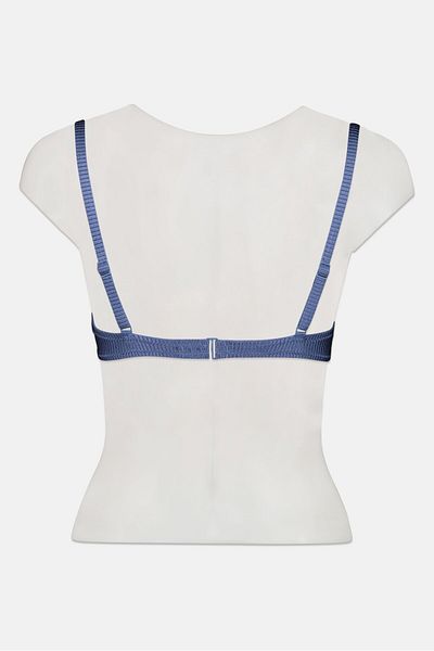 aerie Women Non Padded Textured Bikini Top, Blue