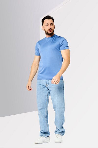 John Richmond Men Crew Neck Short Sleeve Brand Logo T Shirt, Blue