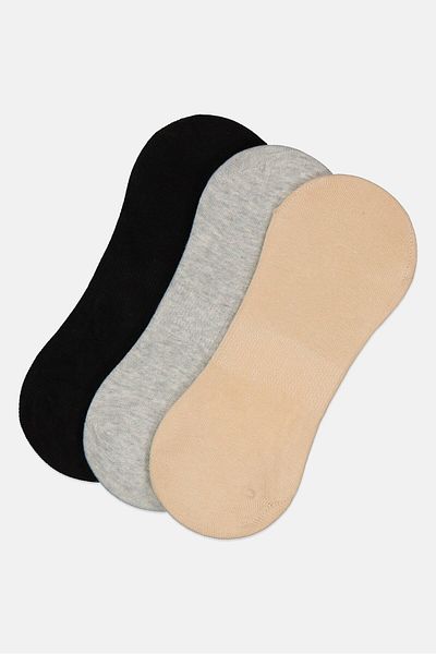 Bebe Women 3 Pairs Plain Invisible Socks, Multicolor