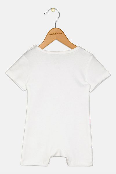Disney Toddlers Boy Round Neck Short Sleeve Graphic Print Rompers, White