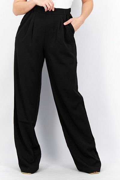 NA-KD Women High Rise Side Pockets Palazzo Pants, Black