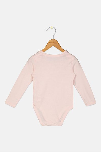 MOTHERCARE رومبر مطبوع عليه رسومات بأكمام طويلة وياقة مستديرة للبنات الصغار، وردي