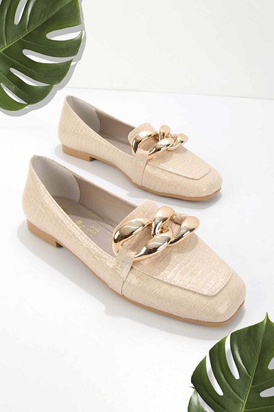Bambi Μπεζ Γυναικεία Loafer Παπούτσια K01641166311
