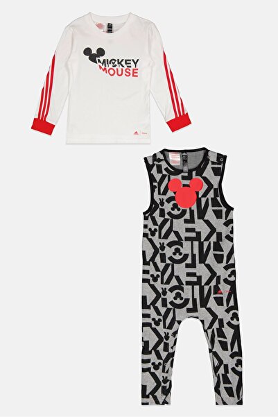 adidas x Disney Toddlers Girl 2 Pieces Disney Mickey Mouse Bodysuit And Sweatshirt Set, Multicolor