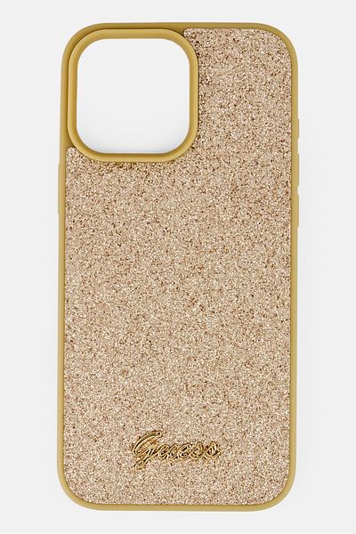 Guess iPhone 16 Pro Max Fixed Glitter Hard Phone Case, Gold