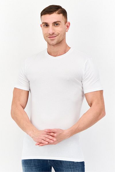 Tommy John Men 2 Pack Crew Neck Short Sleeve Plain Under Shirt, White