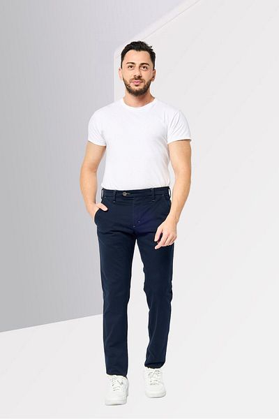 Harmont & Blaine Men Regular Fit Embroidered Logo Chino Pants, Navy