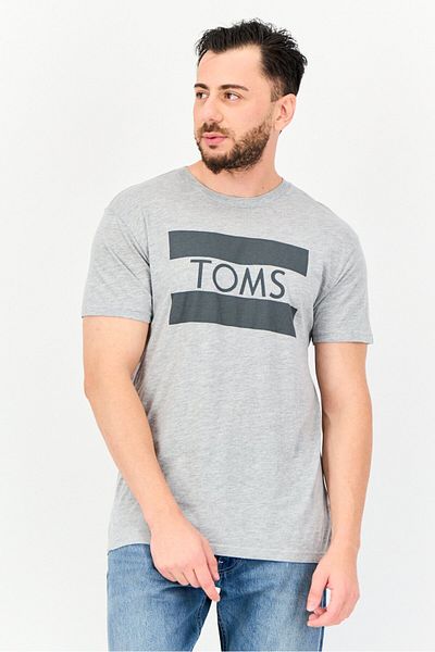 Toms Men Crew Neck Short Sleeve Brand Logo T-shirt, Grey