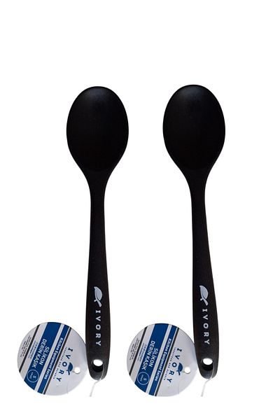 EMPA A V M Ivory Fireproof Non-Stick Set of 2 Small Silicone Spoons Feeding Spoons 20 cm
