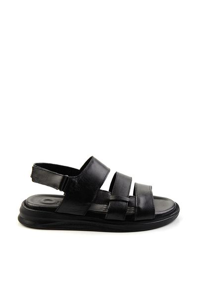 Bambi Black Leather Men's Sandals E05433501043