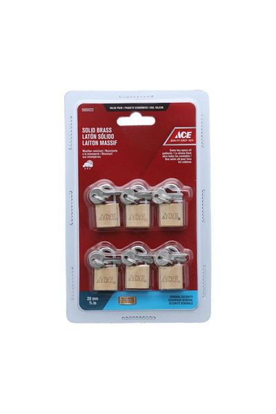 Generic أقفال ACE النحاسية المكونة من 6 قطع مع مفتاح