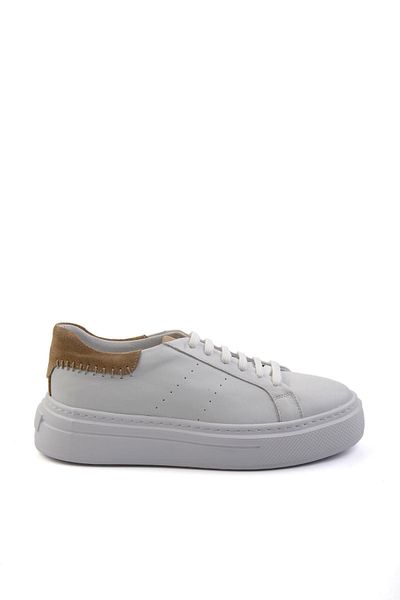 Bambi Λευκό Δερμάτινο Ανδρικό Sneaker E01087114303