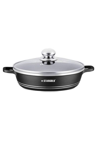 Generic Stargold 10-piece Nonstick Granite Cookware Set –black Casserole Pot Set With Glass Lids