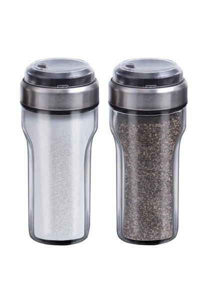 Generic Elemental Kitchen 6-Piece Seasoning Spice Shaker Jar Set with Rack Silver and Clear 80ml 8769A000