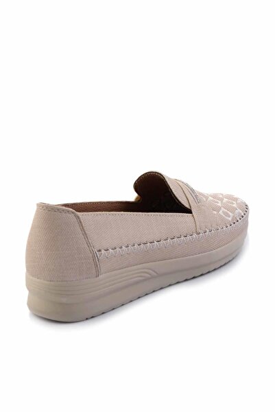 Bambi Bej Lame Kadın Loafer Ayakkabı K01621073009