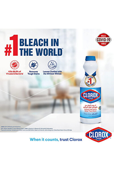 Clorox Liquid Bleach 470 ml Compact Powerful Disinfectant & Stain Remover for Laundry & Surfaces