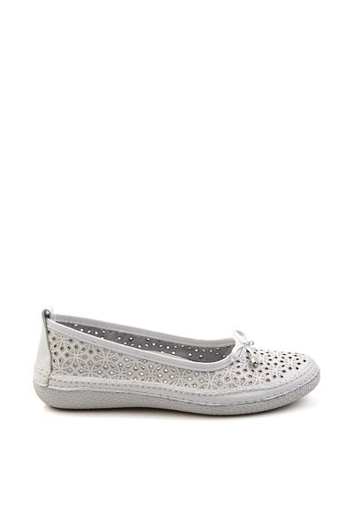 Bambi White Leather Women's Ballerinas K01331096403