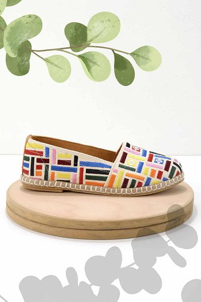 Bambi Beige Multicolor Leather Women's Espadrille K01534070628