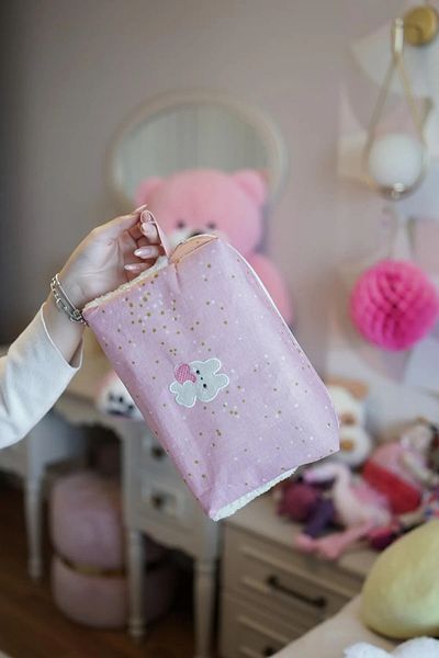 İNKOHA Baby Pink Double Bag Organizer – Practical Organizer for Wet Wipes and Baby Accessories