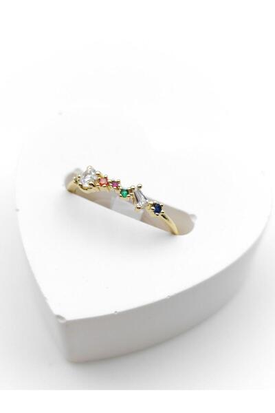 Nsl Jewels RENKLİ TAŞLI İNCE GOLD YÜZÜK