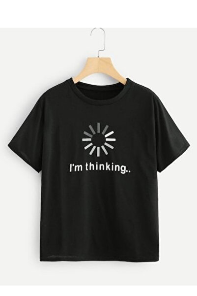 Gollinger I'm Thinking Printed T-shirt με στρογγυλή λαιμόκοψη - ΜΑΥΡΟ