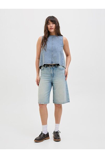 Jack & Jones Kadin Sirt Detayli Denim Bluz - Dora
