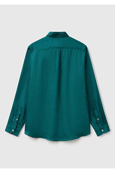 United Colors of Benetton Ανδρικό πράσινο πουκάμισο 100% λινό