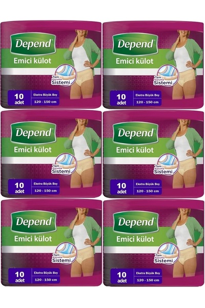 Depend Emici Külot Hasta Bezi XL - Extra Büyük Kadın 60 Adet (6PK*10)