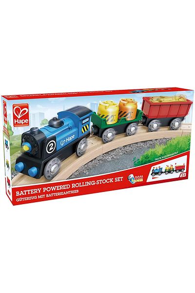 Hape FREIGHT TRAIN WITH TWO WAGONS