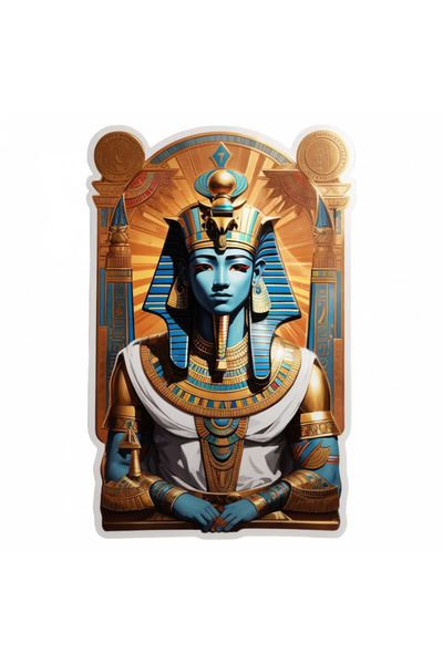 INOVATIX Set de 8 piese, autocolant zeul egiptean Min pe tron, INOVATIX®. 6 cm