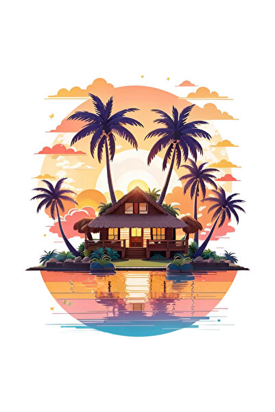 INOVATIX Σετ 8 τεμαχίων, Αυτοκόλλητο Beach House, INOVATIX®. 6 εκ.