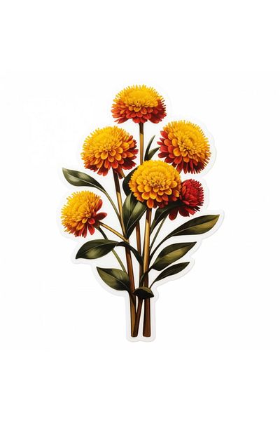 INOVATIX Set de 8 bucăți, autocolant buchet de flori Craspedia, INOVATIX®. 6 cm