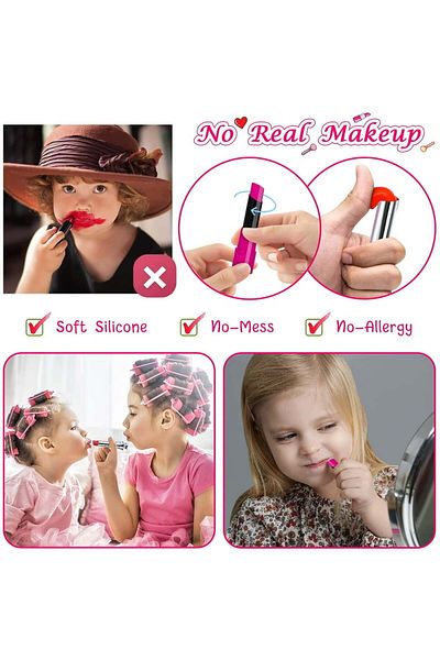 Yelajoy 21 Pcs Kids Mak eup Set,Princess Makeup, silicone,non-toxic,comfortable,for 3+ Year Old Kids