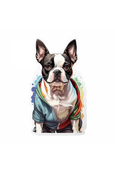 INOVATIX Σετ 8 τεμαχίων, αυτοκόλλητο σκύλου Boston terrier με πουκάμισο, INOV...