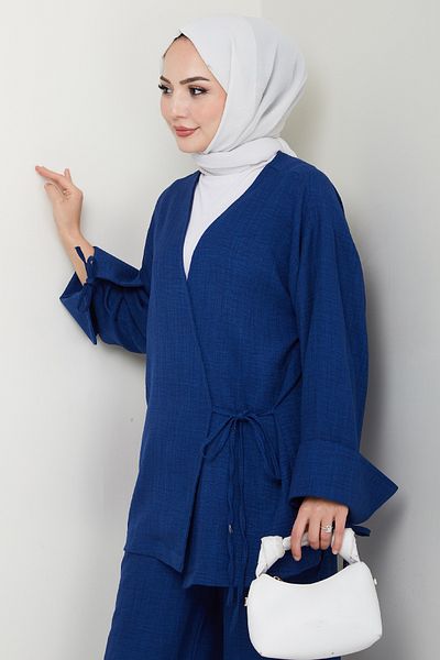 InStyle Linen Kimono Double Navy Blue Suit