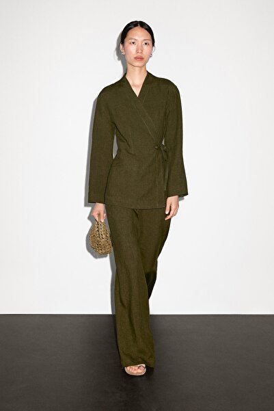 Massimo Dutti %100 keten kimono