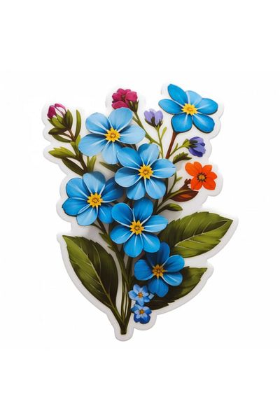 INOVATIX Set de 8 autocolante buchet de flori „nu-mă-uita”, INOVATIX®. 6 cm
