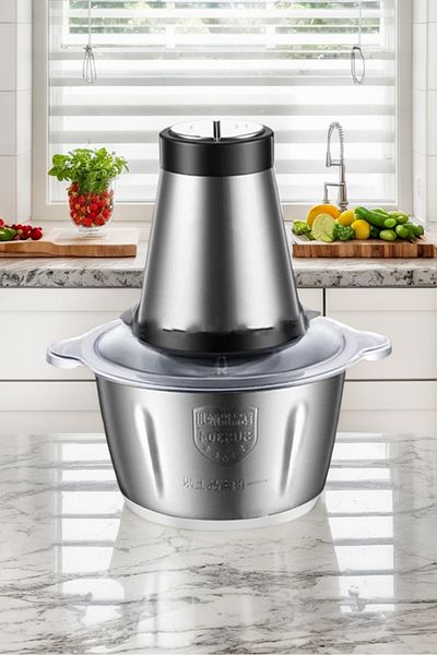 COOYA Meat grinder 3L, 4 dual-stage blades, stainless steel, for meat, vegetables, fruits, nuts