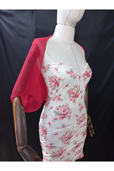 es moda shop Ariane Chiffon Short Sleeve Shawl Red