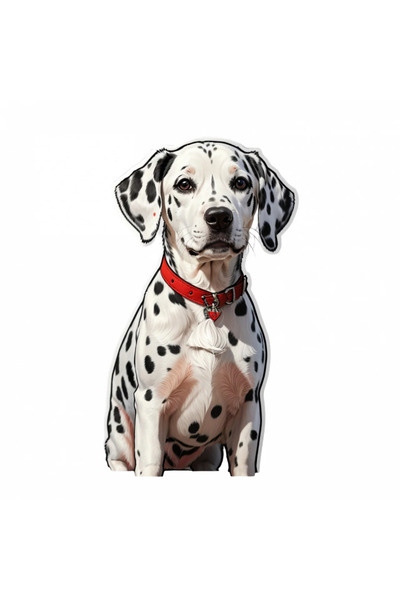 INOVATIX Set de 8 piese, autocolant câine dalmațian cu zgardă, INOVATIX®. 6 cm