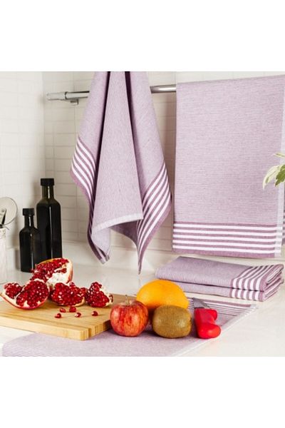 DC Home Set 5 prosoape de bucatarie Sevilla, DC Home, Alb/Roz pudra