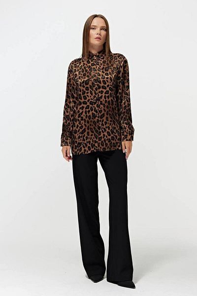 Mixray Satin Leopard Patterned Shirt