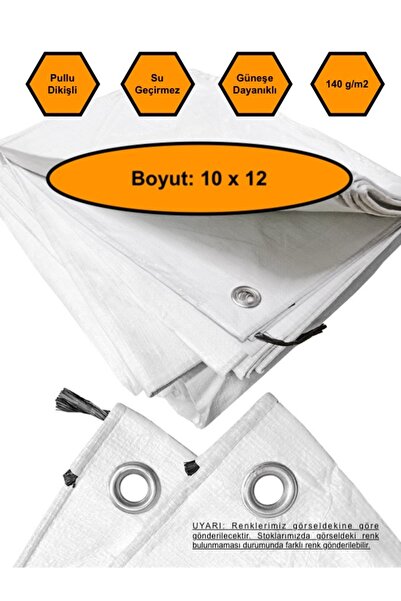 NetBazaars BEYAZ RENK EBATLI BRANDA, 10X12 ÇADIR 140 GR/M2 SU GEÇİRMEZ KAMYON...