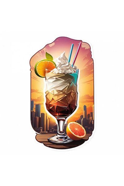 INOVATIX Set de 8 autocolante cocktail alunecare de teren cu frișcă și mentă, INOVATIX®. 6 cm