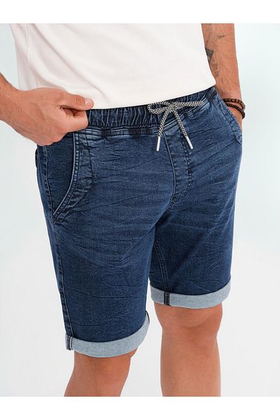 OMBRE Herren Jeansshorts mit hochgekrempeltem Bein - dunkelblau V2 OM-SRDS-0161 XL