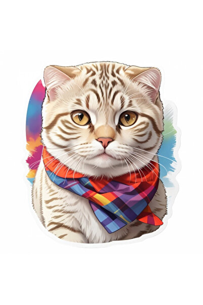 INOVATIX Set de 8 piese, autocolant pisică Scottish Fold cu bandană, INOVATIX...